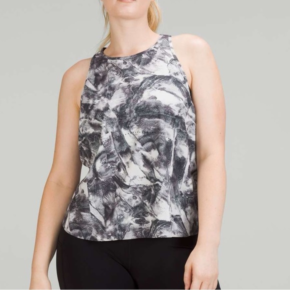 Lululemon Swift Ventilated Racerback Running Tank Top Sz 2 Black/White High Neck - Picture 2 of 13